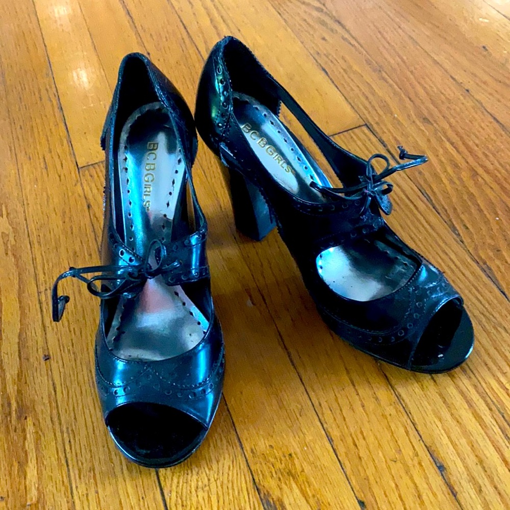 BCB Girls lace up patent open toes! Barely worn!